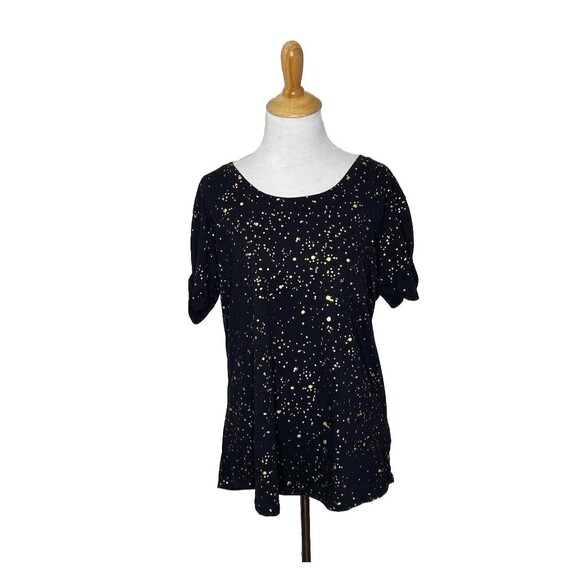 a.n.a. ana A New Approach black gold splatter T shirt Tee Size Medium Womens - Picture 8 of 8